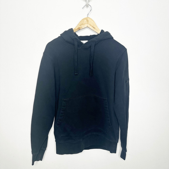 STONE ISLAND Cotton Logo Hoodie Mens S Black logo buttons - Picture 2 of 8